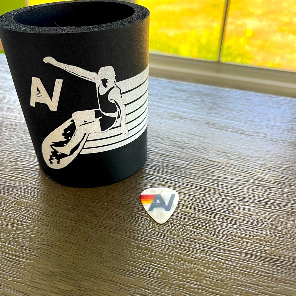 Limited Edition Aviator Nation koozie and collectible Guitar Pick